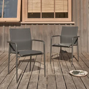 Sillón de aluminio y textileno gris (lote de 2)